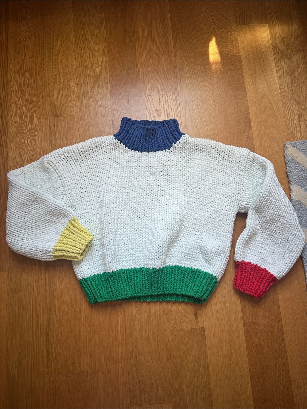 Yellow the Label; color block sweater